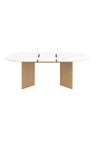 Mesa de refeição extensível Gabin efeito mármore branco e pés design 160-200cm