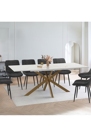 Mesa de refeição extensível Glam - Imitação de mármore e dourado