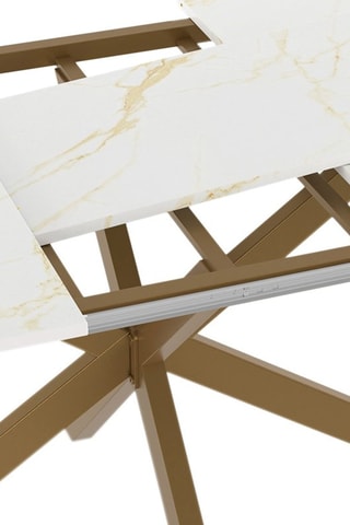 Mesa de refeição extensível Glam - Imitação de mármore e dourado