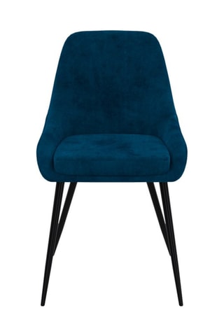 Cadeiras Olivia em veludo azul e pés de metal pretos - conjunto de 2