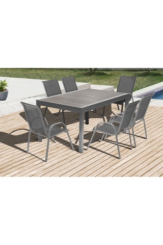 Cadeiras de jardim empilháveis em textileno cinzento antracite - conjunto de 6