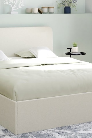 Cama com arrumação e sommier Louise - Branco creme