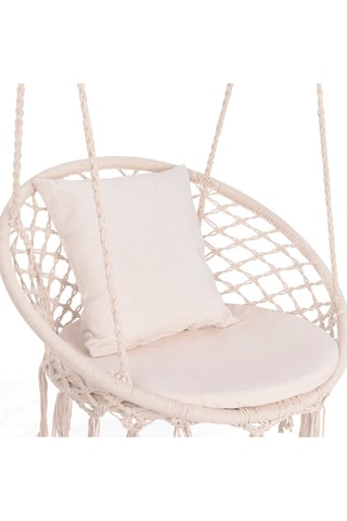 Cadeira de rede macramé com almofada