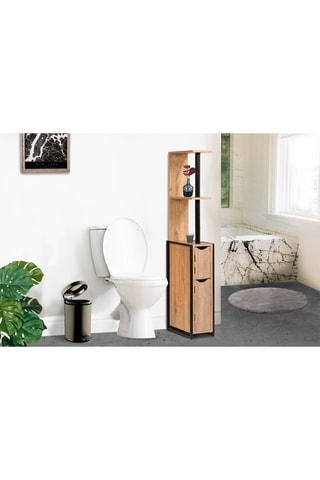 Móvel WC com 2 portas Timéo - 
Preto e natural