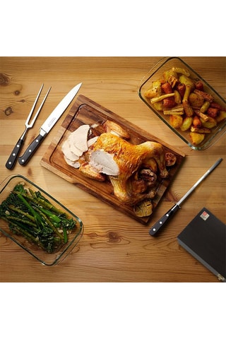 Coffret en bois de 3 ustensiles à découper en acier inoxydable Sabatier Trompette