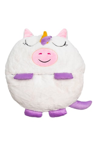Sac de couchage transformable en oreiller licorne - Blanc et rose - 128 x 45 cm