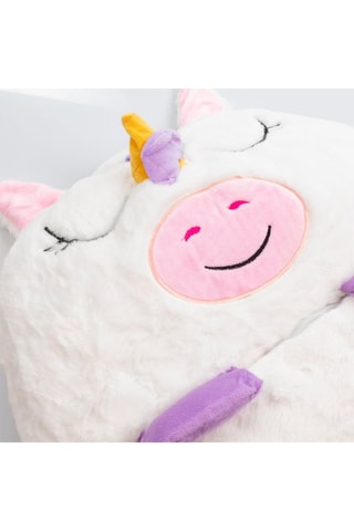 Sac de couchage transformable en oreiller licorne - Blanc et rose - 128 x 45 cm