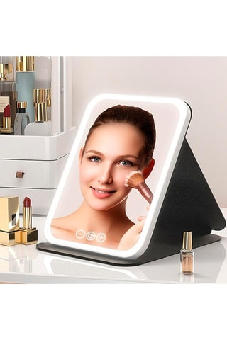 Miroir de maquillage LED - Blanc et rose