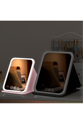 Miroir de maquillage avec lumière LED - Blanc