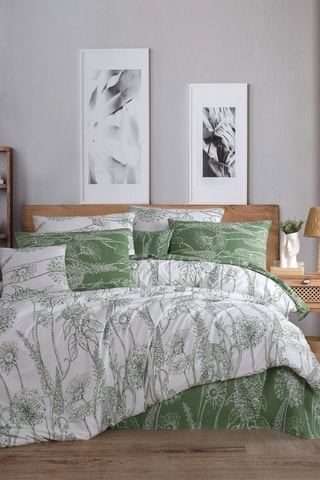 Conjunto de edredão - Branco e verde