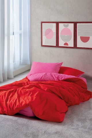 Conjunto de edredão em algodão 58 fios/cm² Sage - Vermelho e rosa