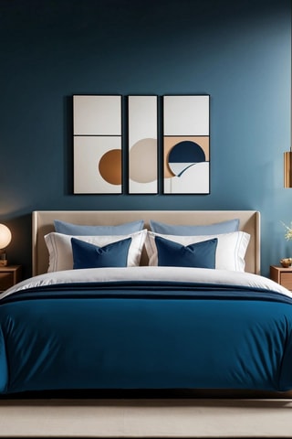 Conjunto de edredão em algodão reforçado 57 fios/cm² Tonne Marie - Azul-petróleo