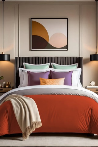 Conjunto de edredão em algodão reforçado 57 fios/cm² Tonne Mixte - Laranja