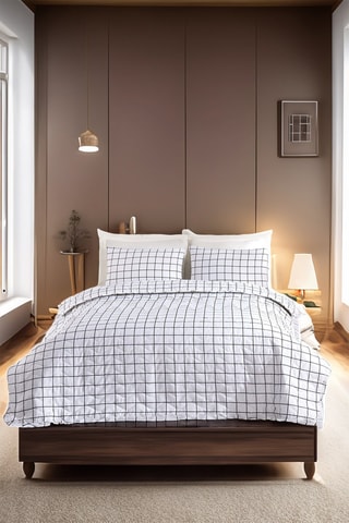 Conjunto de colcha em algodão de 48 fios/cm² - Preto e branco