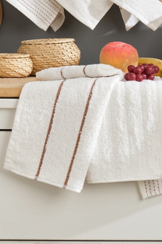 6 toalhas de rosto Sofya - Creme - 30 x 50 cm