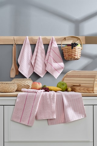 6 toalhas de rosto Sofya - Rosa - 30 x 50 cm