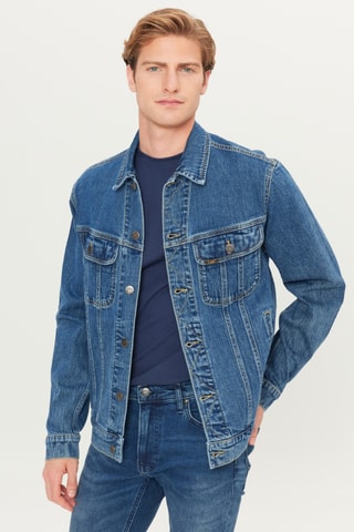 Casaco regular de ganga - Azul