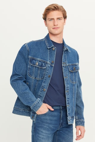 Casaco regular de ganga - Azul