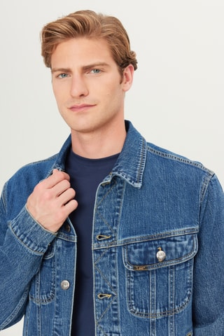 Casaco regular de ganga - Azul