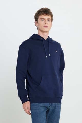 Sweat regular com capuz - Azul-marinho