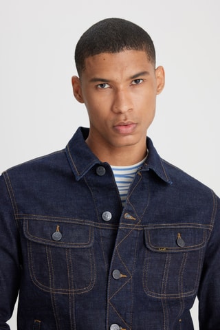 Casaco regular de ganga - Azul-escuro