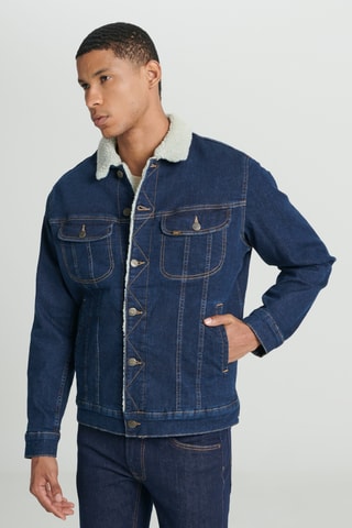 Casaco regular de ganga - Azul-escuro