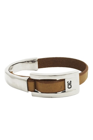 Pulseira Siroco - Banhado a prata e couro