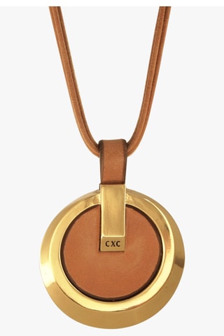 Colar Eucalyptus - Couro e banhado a ouro amarelo