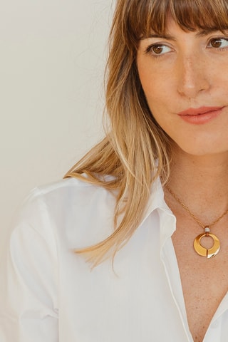 Colar Eucalyptus - Couro e banhado a ouro amarelo