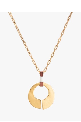 Colar Eucalyptus - Couro e banhado a ouro amarelo