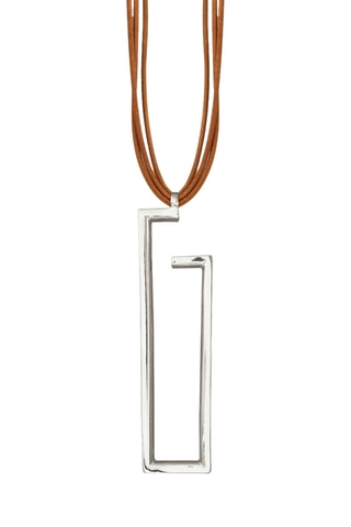 Colar Laurel - Banhado a prata e couro