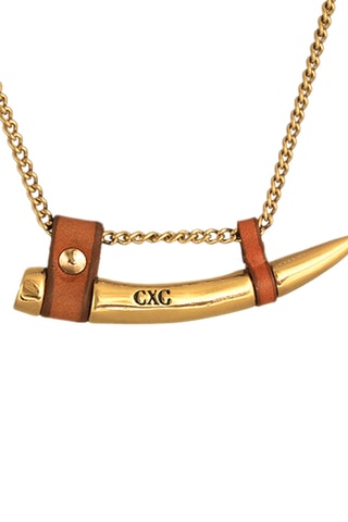 Colar Ambar - Banhado a ouro amarelo e couro