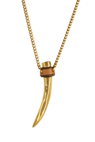 Colar Ambar - Banhado a ouro amarelo e couro