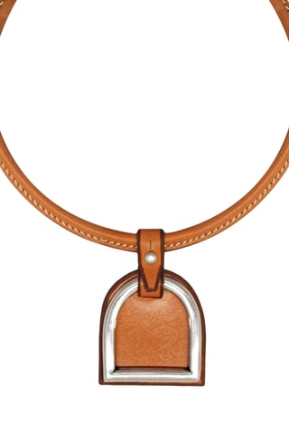 Colar Ambar - Banhado a prata e couro