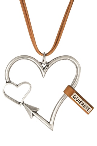 Colar Ambar - Banhado a prata e couro