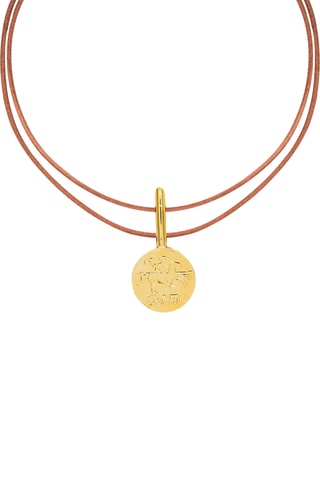 Colar Magnolia - Couro e banhado a ouro amarelo