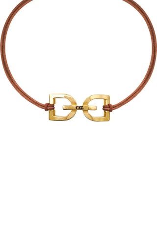 Colar Magnolia - Couro e banhado a ouro amarelo