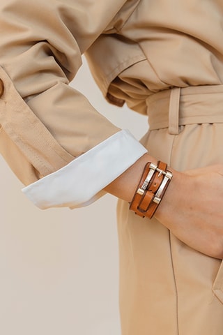 Bracelet Eucalyptus - Cuir et plaqué argent