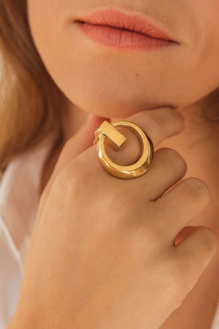 Anel Eucalyptus - Banhado a ouro amarelo