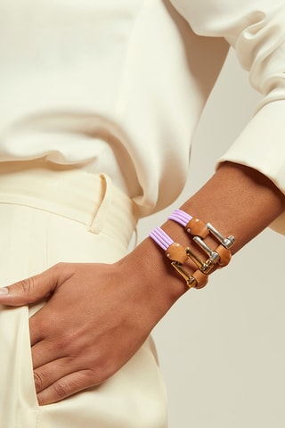 Pulseira Eucalyptus - Banhado a prata e couro