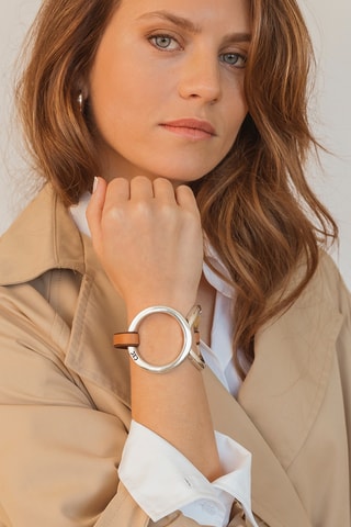 Pulseira Eucalyptus - Banhado a prata e couro