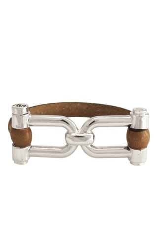 Pulseira Eucalyptus - Banhado a prata e couro