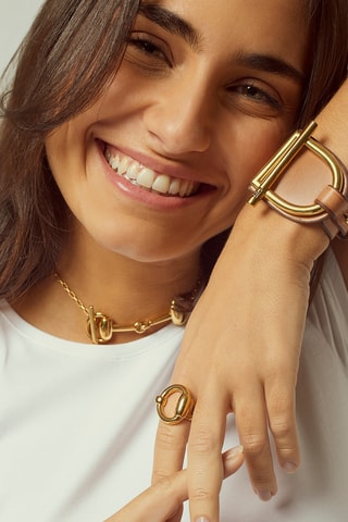 Pulseira Laurel - Banhado a ouro amarelo e couro