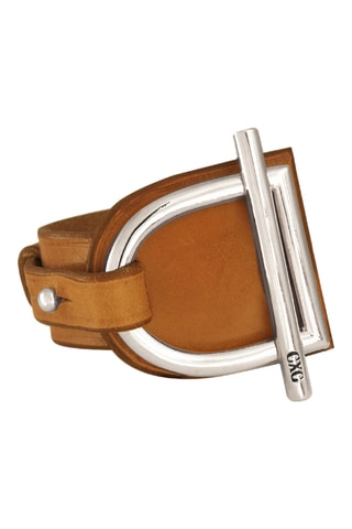 Pulseira Laurel - Banhado a prata e couro