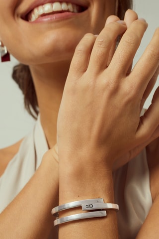 Pulseira rígida Laurel - Banhado a prata 