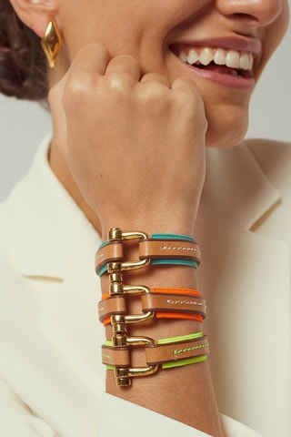 Pulseira Laurel - Banhado a ouro amarelo e couro