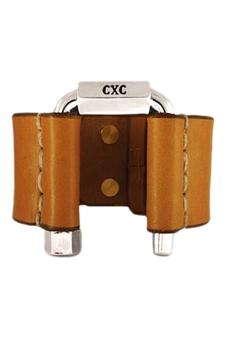 Pulseira aberta Ambar - Couro e banhado a prata