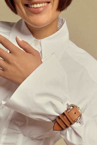 Pulseira Ambar - Couro e banhado a prata