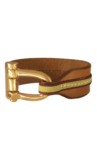 Pulseira Ambar - Couro e banhado a ouro amarelo