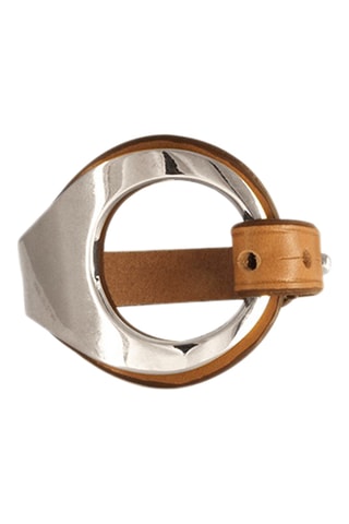 Pulseira Ambar - Couro e banhado a prata